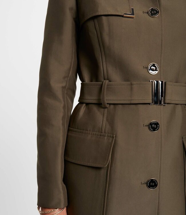 Morgan Belted long Trenchcoat 242-Ginai  Khaki Green