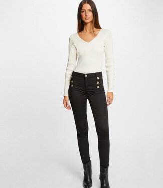 Morgan Skinny trousers with decorative buttons 232-Pame Black