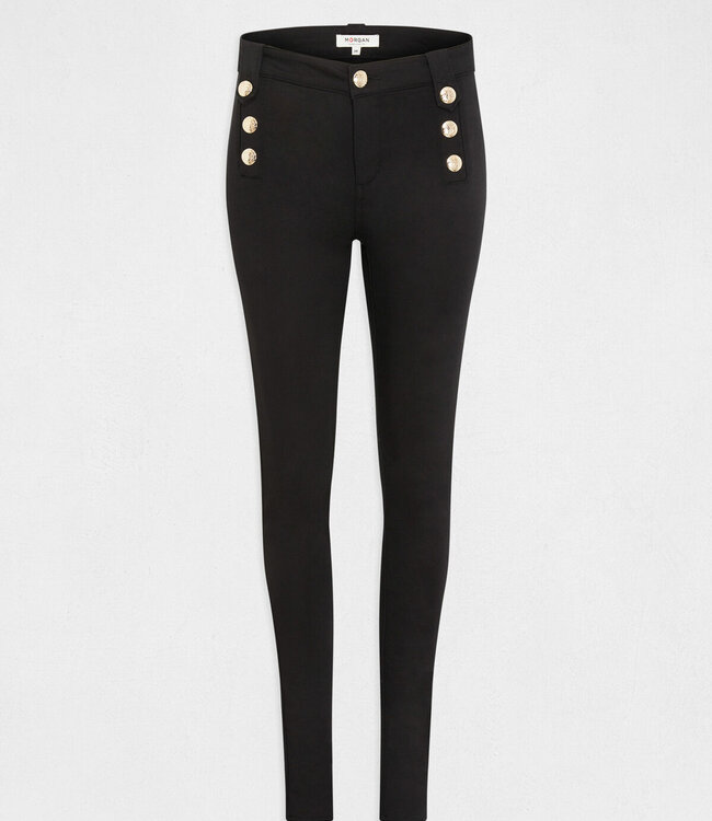 Morgan Skinny trousers with decorative buttons 232-Pame Black
