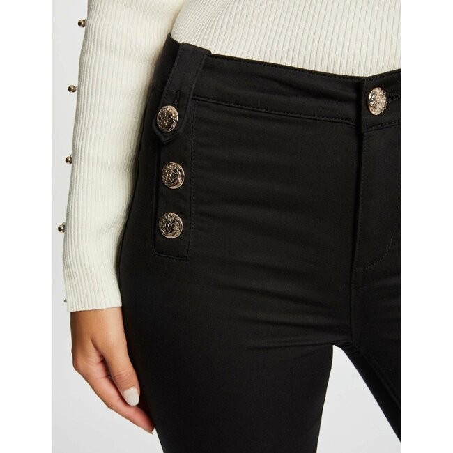 Morgan Skinny trousers with decorative buttons 232-Pame Black