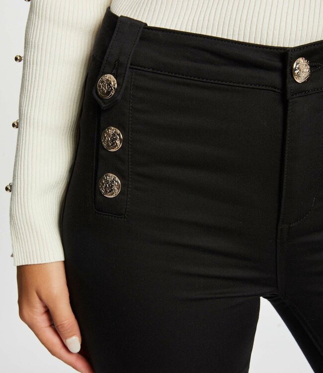 Morgan Skinny trousers with decorative buttons 232-Pame Black