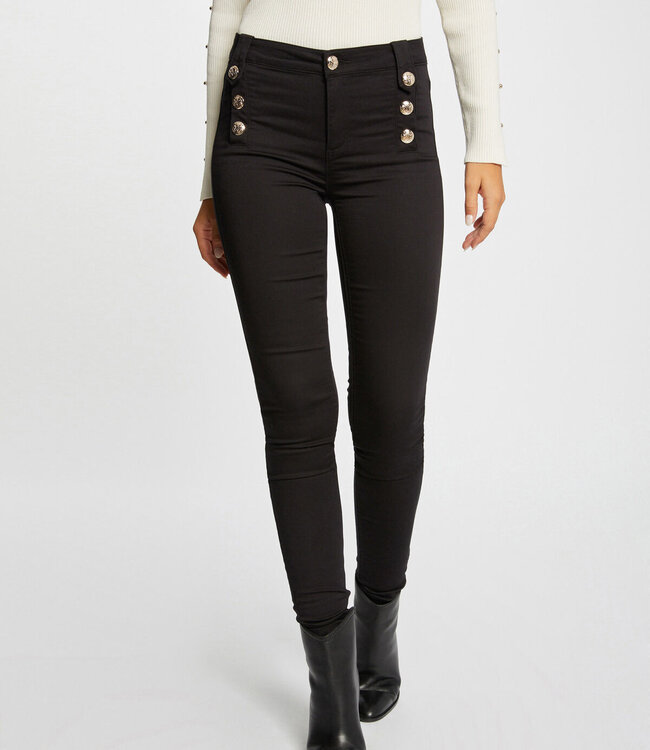 Morgan Skinny trousers with decorative buttons 232-Pame Black