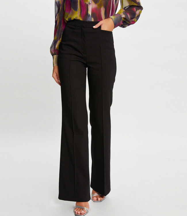 Morgan Flare broek met figuurnaden 232-Pflo zwart
