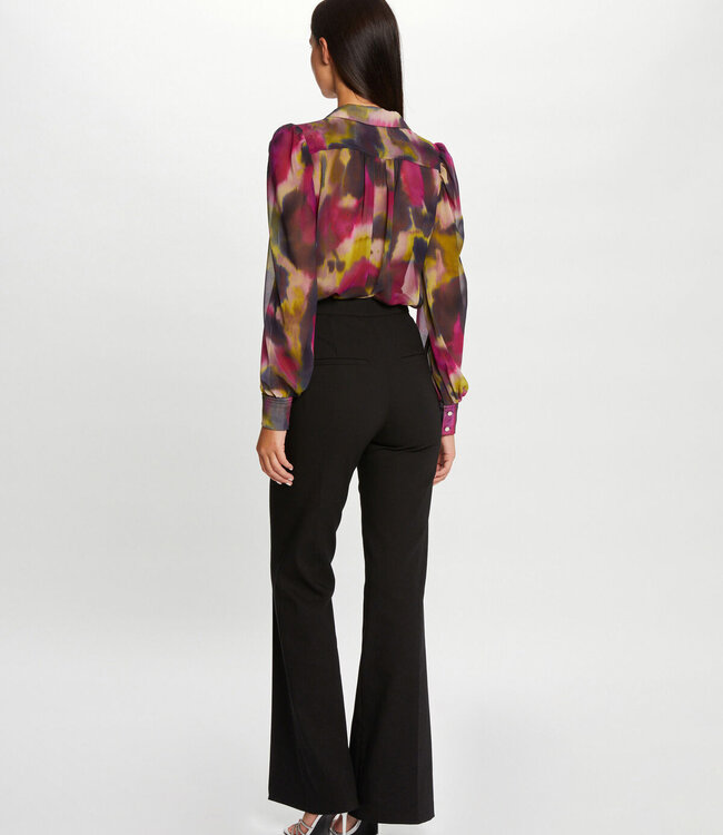 Morgan Flare broek met figuurnaden 232-Pflo zwart