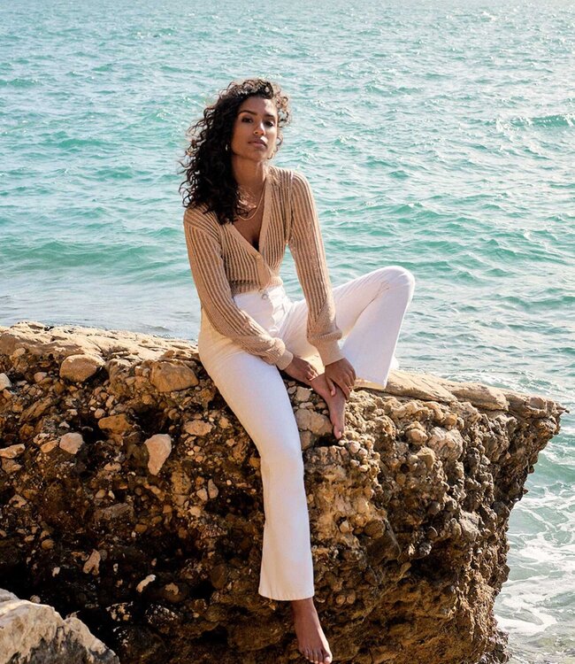 Morgan Bootcut jeans met ornamenten 242-Poleni ivoor