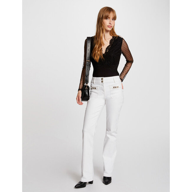 Morgan Bootcut jeans met ornamenten 242-Poleni ivoor