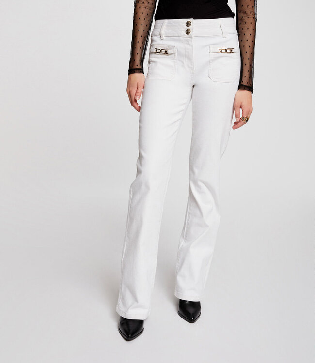 Morgan Bootcut jeans met ornamenten 242-Poleni ivoor