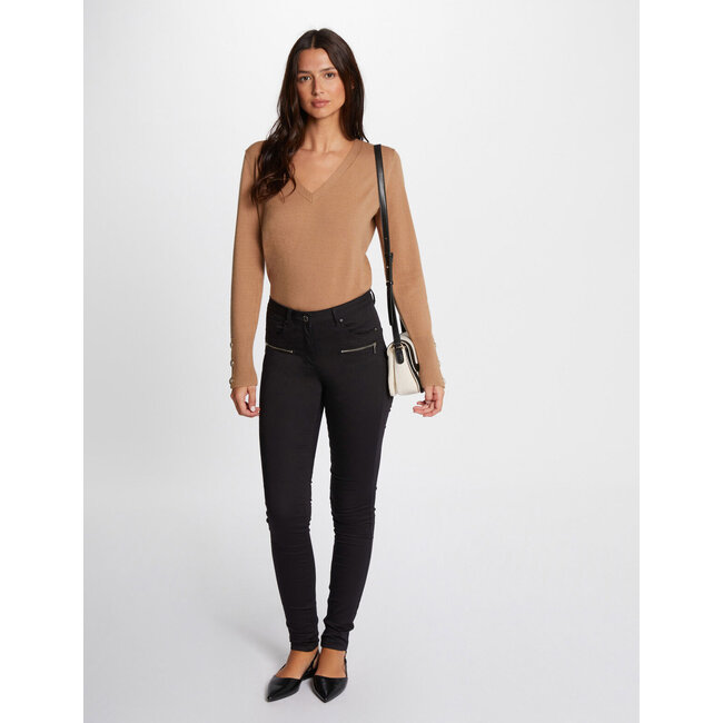 Morgan Trui met lange mouwen en V-hals 242-Mgold Camel