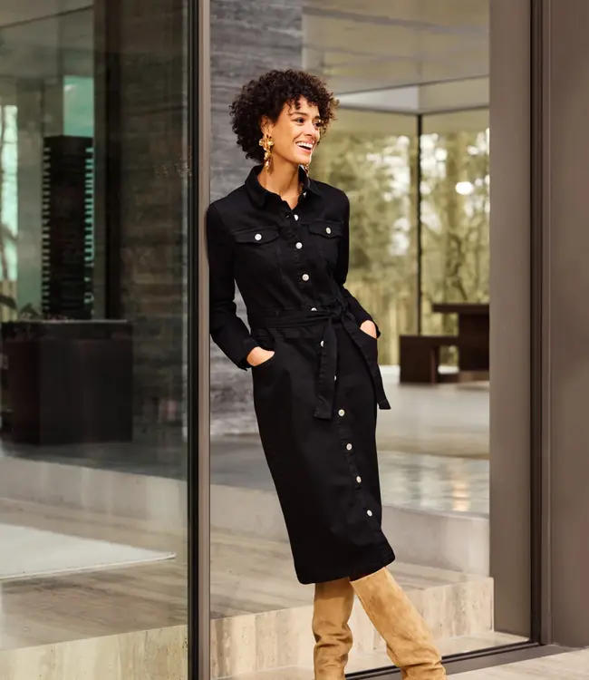 G-maxx Erina Denim jurk 24WNG03 Black