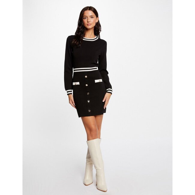 Morgan Fitted jumper dress with buttons 241-Rmva Black