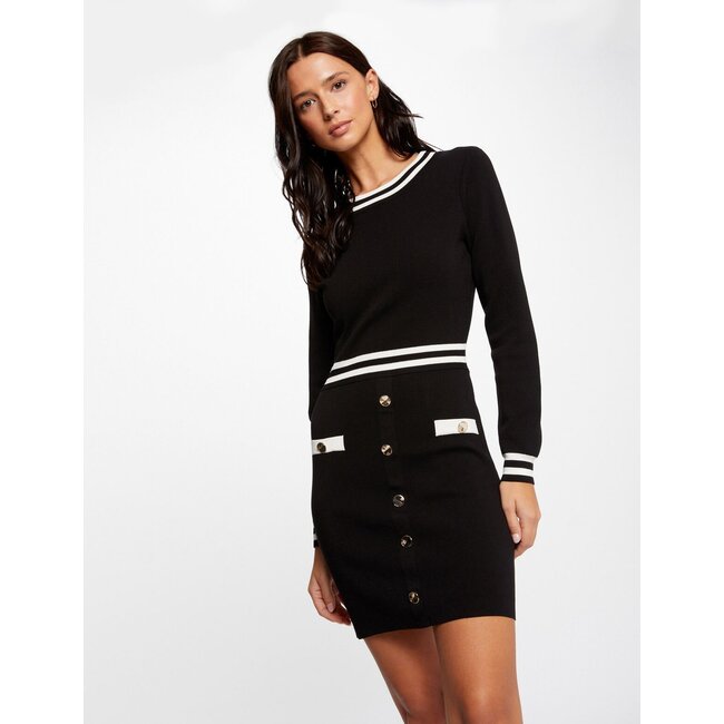 Morgan Fitted jumper dress with buttons 241-Rmva Black