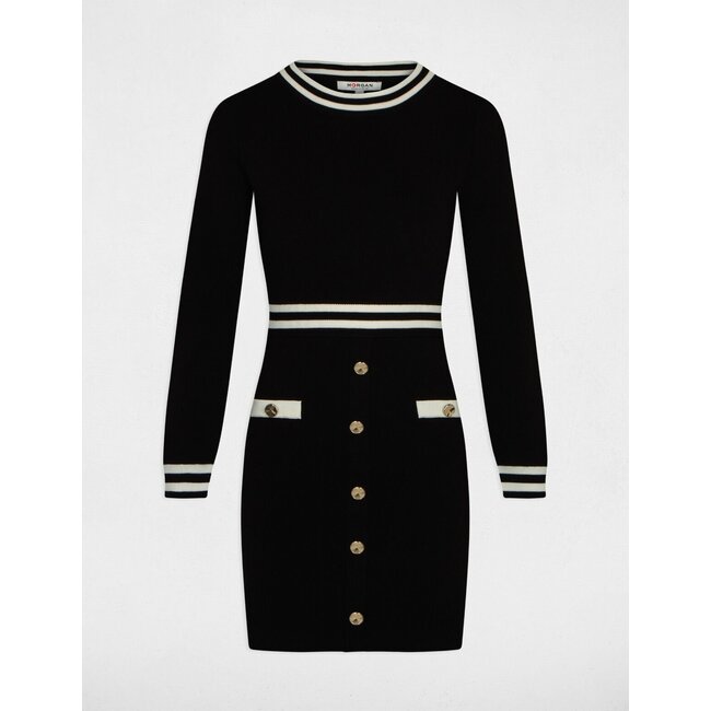 Morgan Fitted jumper dress with buttons 241-Rmva Black