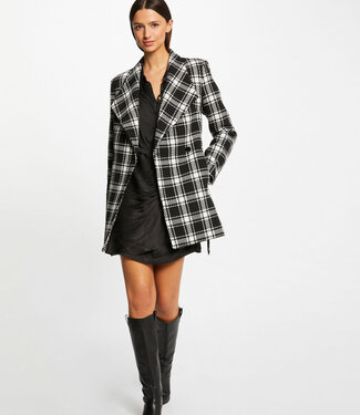 Morgan Halflange  Jas met ruitjesprint 232-Grafic zwart