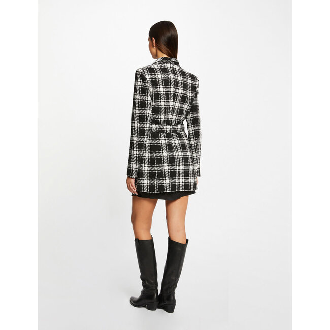 Morgan Halflange  Jas met ruitjesprint 232-Grafic zwart