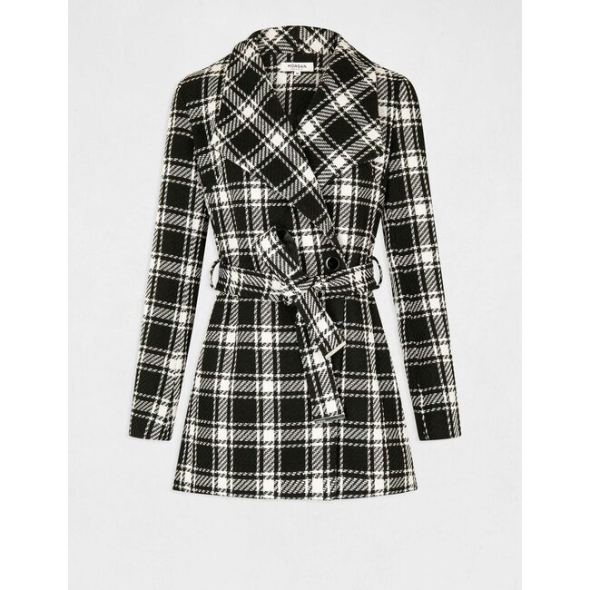 Morgan Halflange  Jas met ruitjesprint 232-Grafic zwart