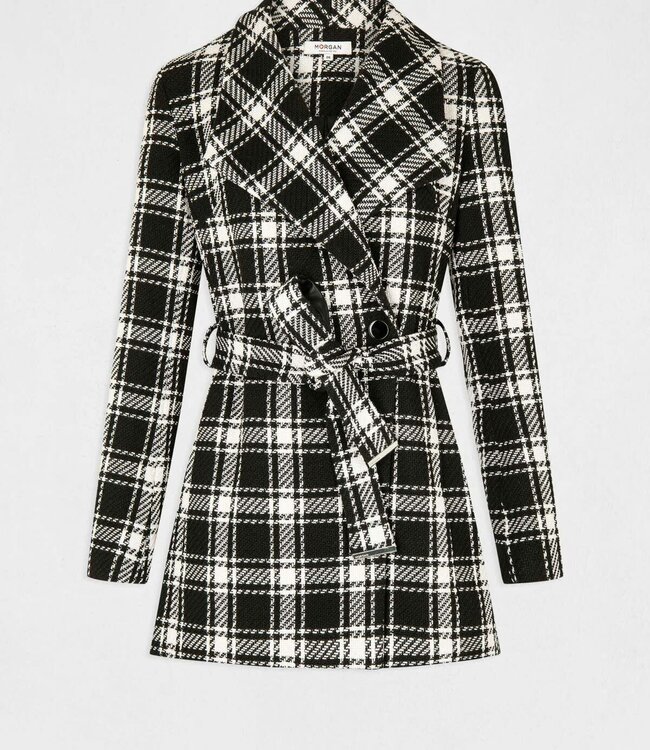 Morgan Halflange  Jas met ruitjesprint 232-Grafic zwart