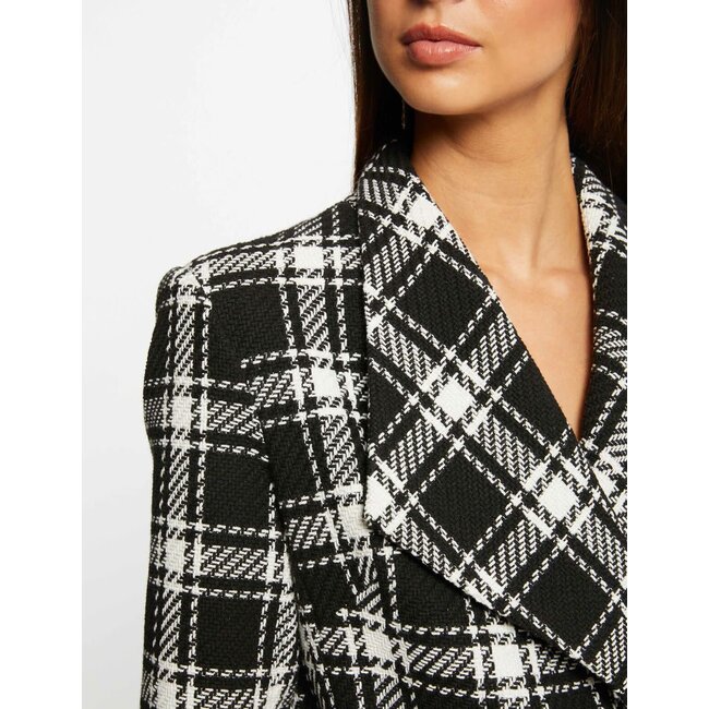 Morgan Halflange  Jas met ruitjesprint 232-Grafic zwart