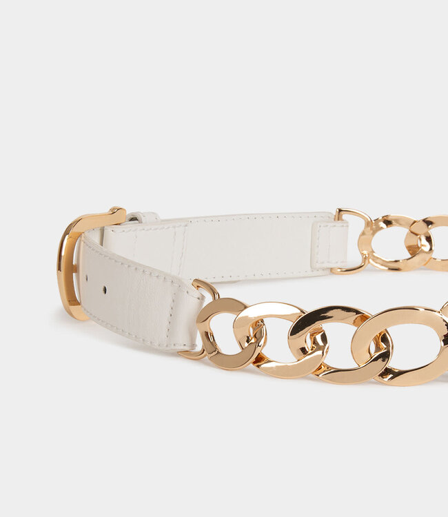 Morgan Belt with chain details white ladies'