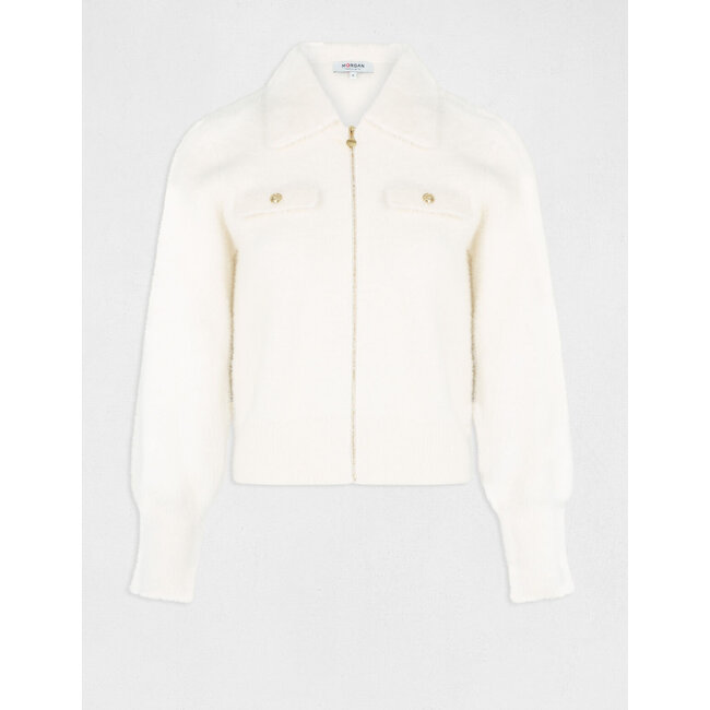 Morgan Vest met lange mouwen en reverskraag 232-Mdomi Ivoor