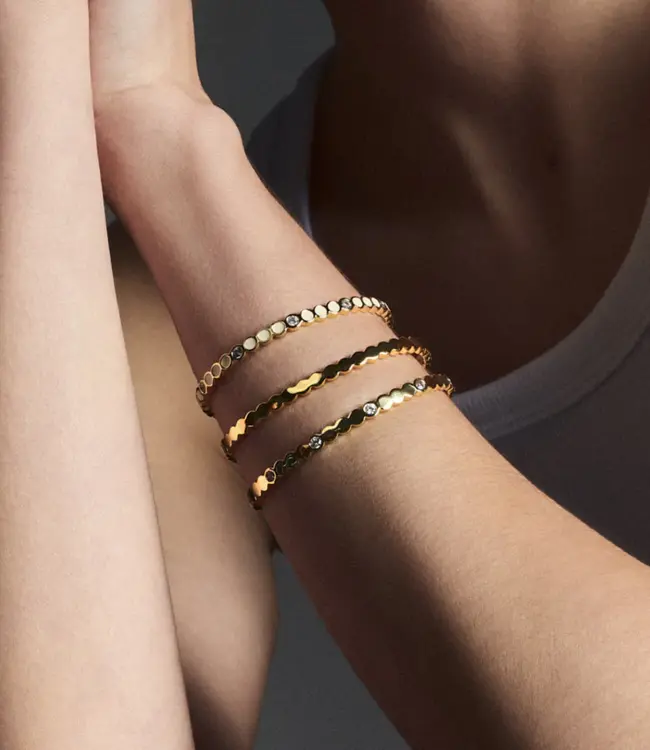 Lumi Bangle - Sandy White and Zircons