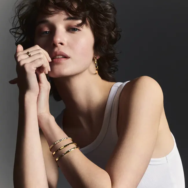 Lumi Bangle - Sandy White and Zircons