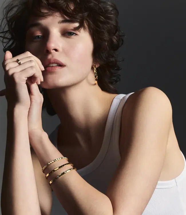 Lumi Bangle - Sandy White and Zircons