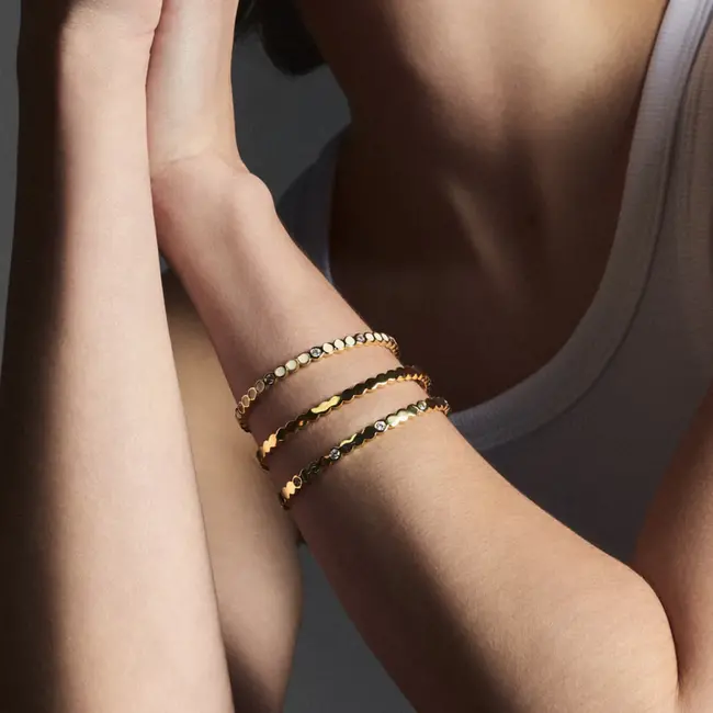 Lumi Bangle - Sandy White and Zircons