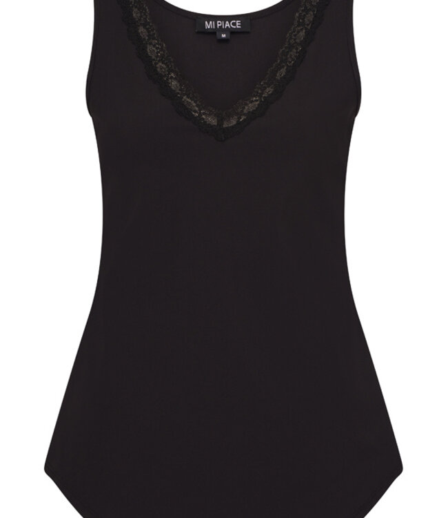 MI PIACE Travel Top met Kant Uni Black 2129