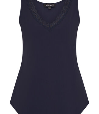MI PIACE Travel Top met Kant Uni Dark Blue 2129