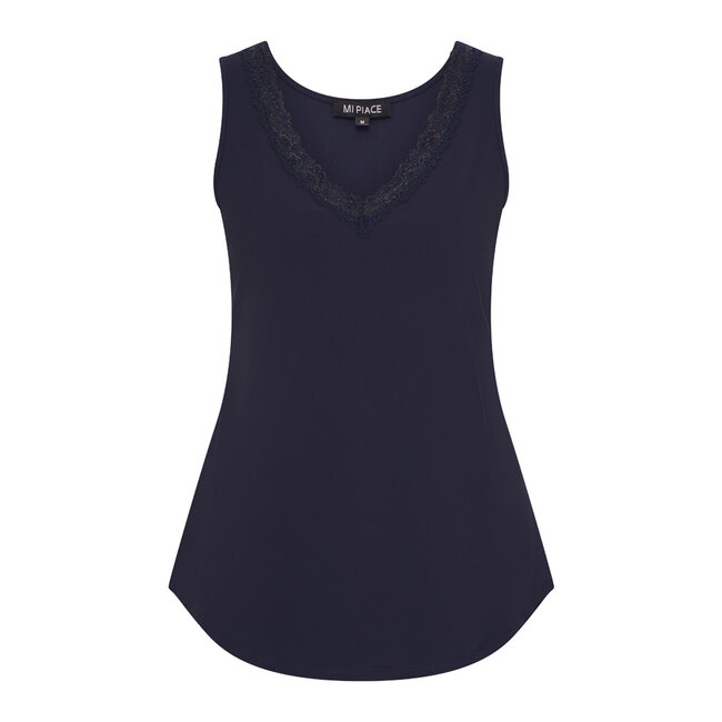 MI PIACE Travel Top met Kant Uni Dark Blue 2129