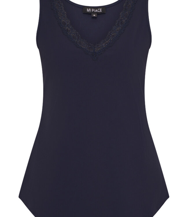 MI PIACE Travel Top met Kant Uni Dark Blue 2129