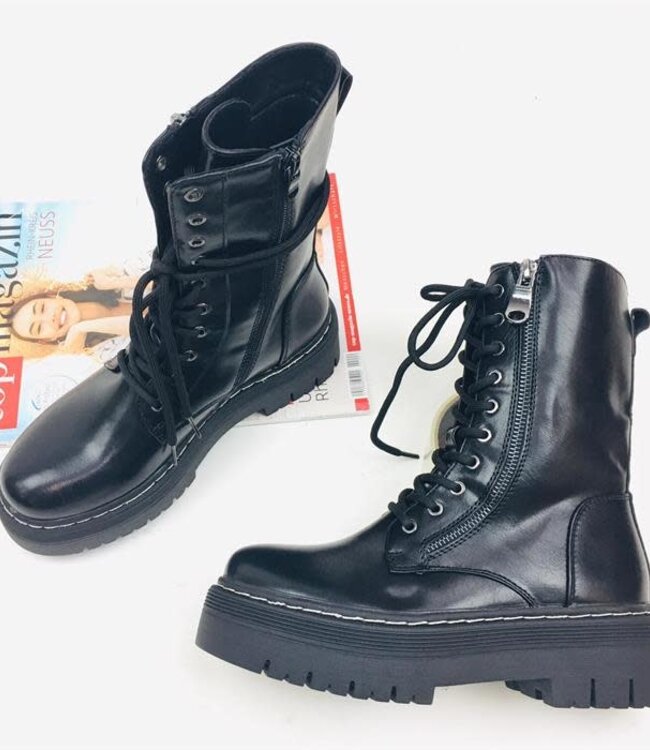 Dames Platte enkellaars met veters 21027