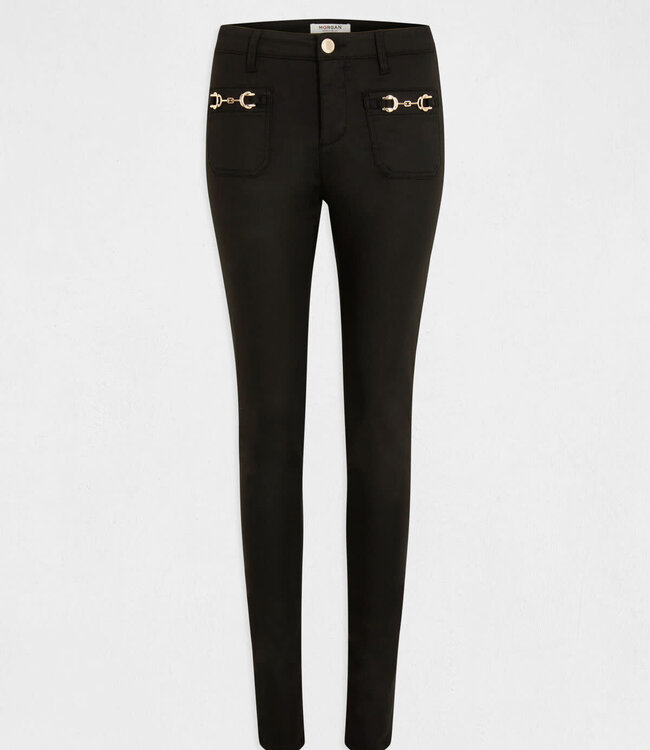 Morgan Skinny trousers with metal ornaments 232-Polo Black