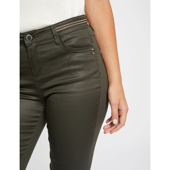 Morgan Slim trousers with wet effect 212 Palona Khaki