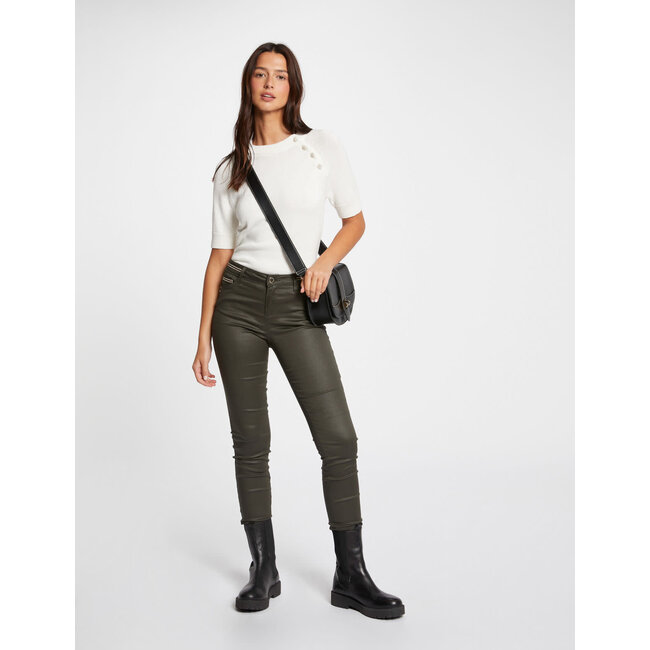 Morgan Slim trousers with wet effect 212 Palona Khaki