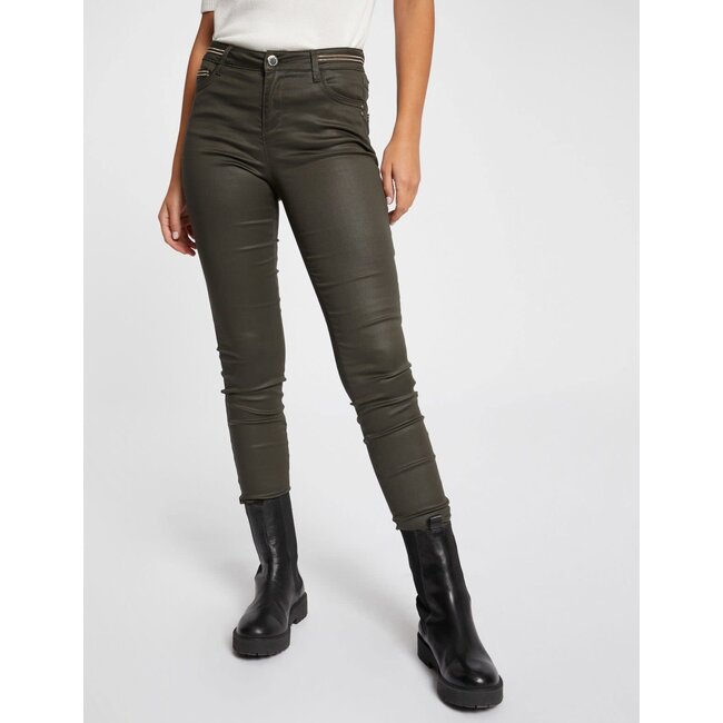 Morgan Slim trousers with wet effect 212 Palona Khaki