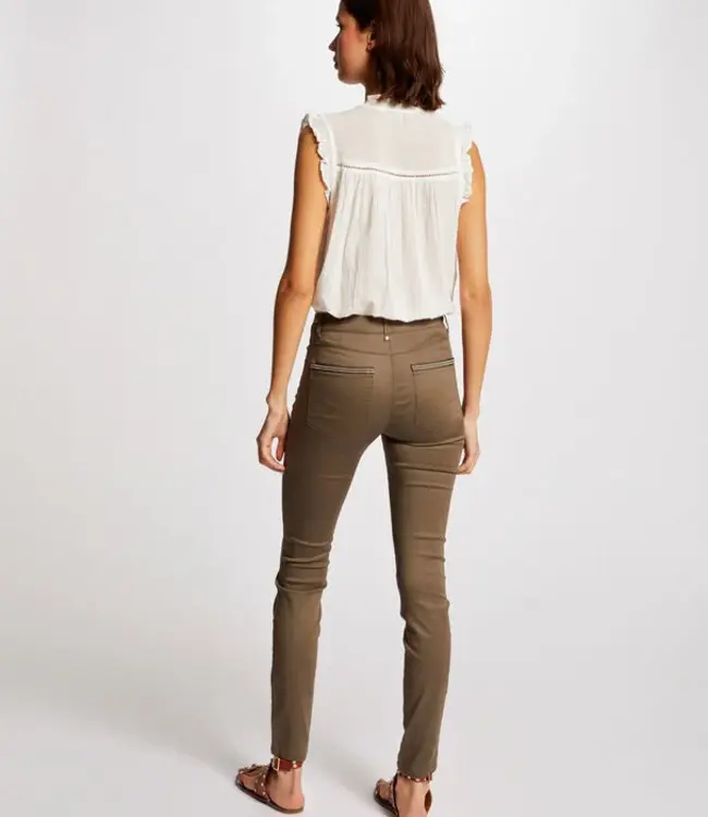 Morgan Slim trousers with wet effect 212 Palona Taupe