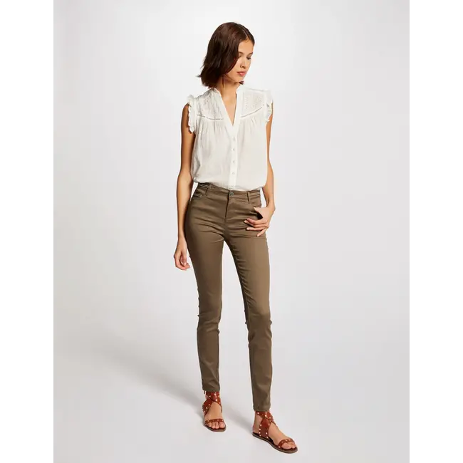 Morgan Slim trousers with wet effect 212 Palona Taupe