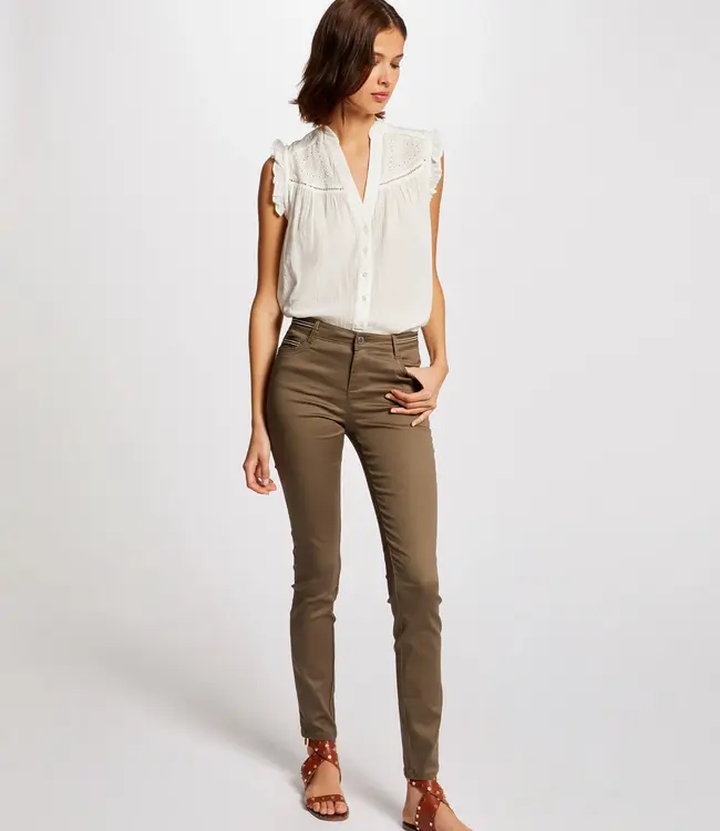 Morgan Slim trousers with wet effect 212 Palona Taupe