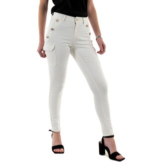 Morgan Skinny cargo trousers with buttons raw denim 232-Pema3 Off White