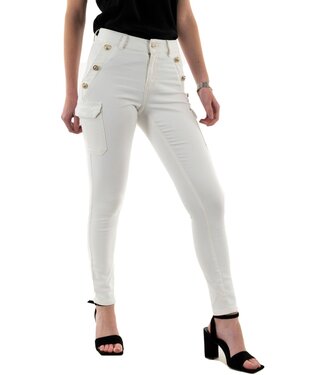 Morgan Skinny cargo trousers with buttons raw denim 232-Pema3 Off White