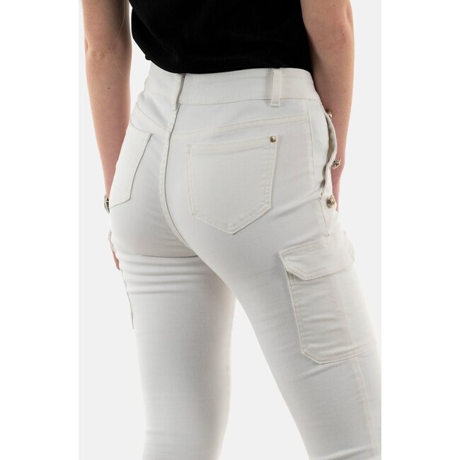 Morgan Skinny cargo trousers with buttons raw denim 232-Pema3 Off White