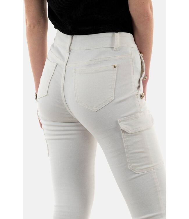 Morgan Skinny cargo trousers with buttons raw denim 232-Pema3 Off White