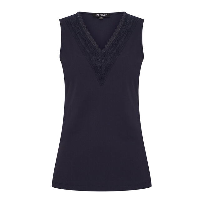 MI PIACE Travel Top met Kant Uni 2254 Dark Blue