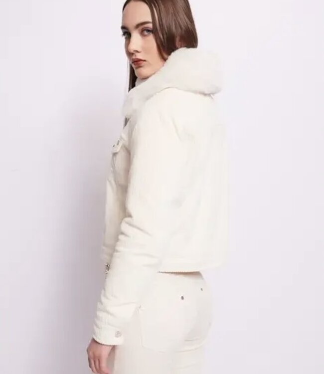 GAUDI Fluwelen Jas met Bont Off-White