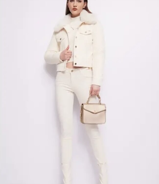 GAUDI Fluwelen Jas met Bont Off-White