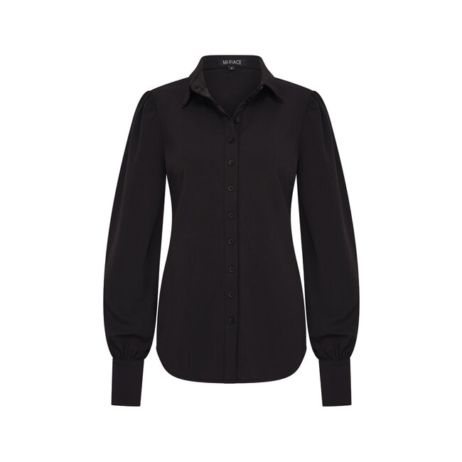 MI PIACE Travel Blouse Pofmouw Uni Black 2037