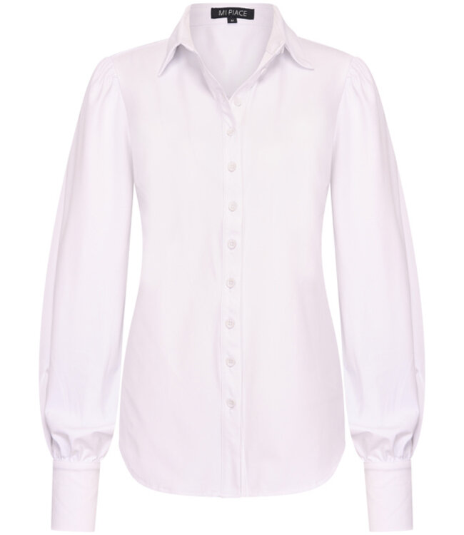 MI PIACE Travel Blouse Pofmouw Uni White 2037