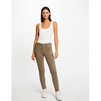 Morgan Skinny cargo trousers with buttons raw denim 232-Pema2 Kaki