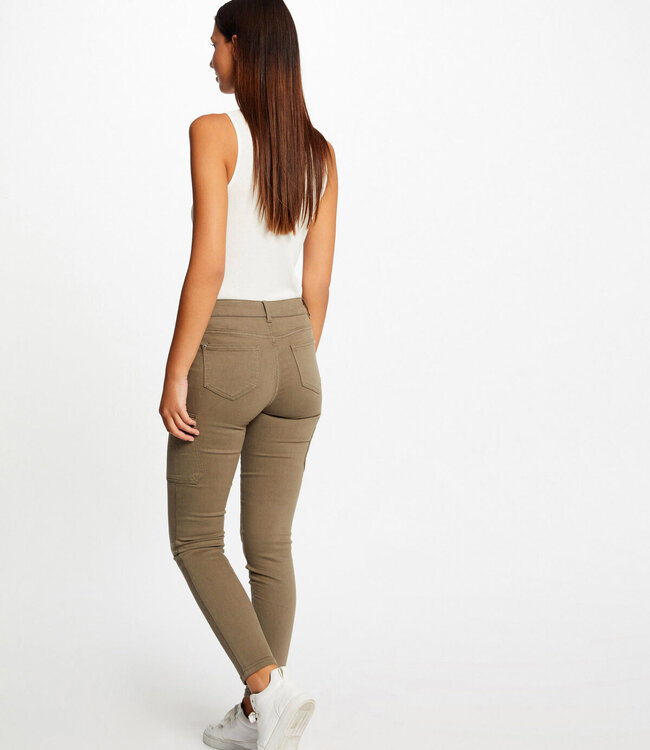Morgan Skinny cargo trousers with buttons raw denim 232-Pema2 Kaki